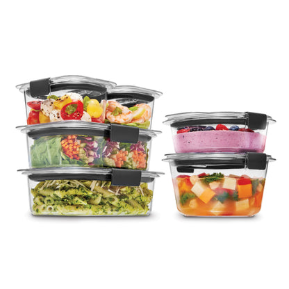 Ensembles de contenants alimentaires hermétiques ronds et rectangulaires Rubbermaid Brilliance, 12 pièces