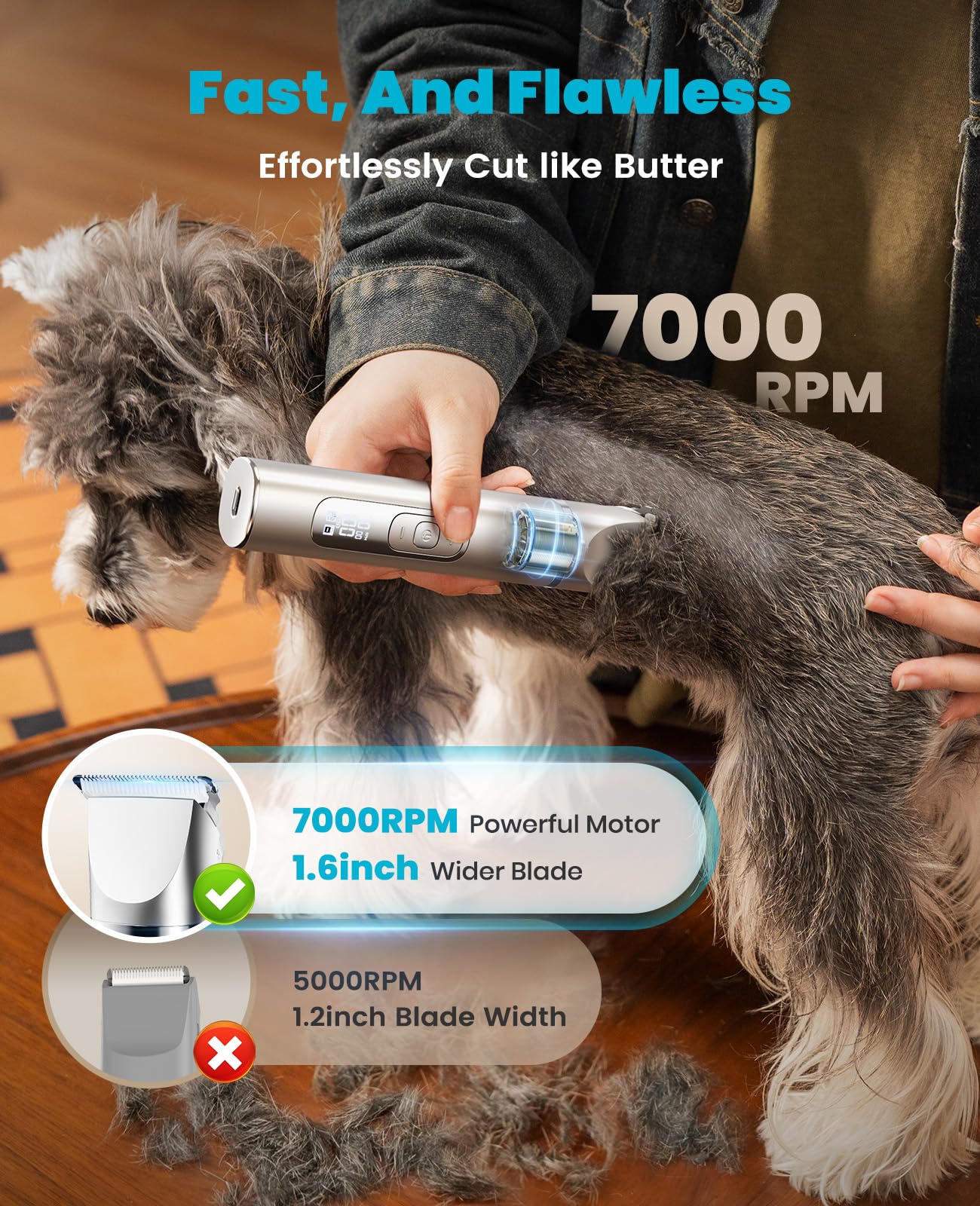 oneisall 4 in 1 Dog Grooming Kit with LCD Display, Dog Hair Trimmer for Paw Nail Grinder, Rechargeable Cordless Low Noise IPX7 Waterproof Pet Clippers - Available at All In One Marketplace Canada