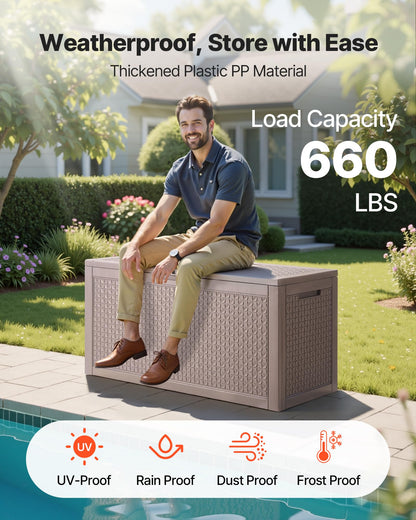 VEVOR Outdoor Storage Box, 100 Gallon Resin Deck Box, Backyard Outside Toy and Towel Storage Cabinet Waterproof, for Patio Furniture Cushions, Garden Tools, Pool Supplies & Package Delivery 🍁 All In One Marketplace Canada
