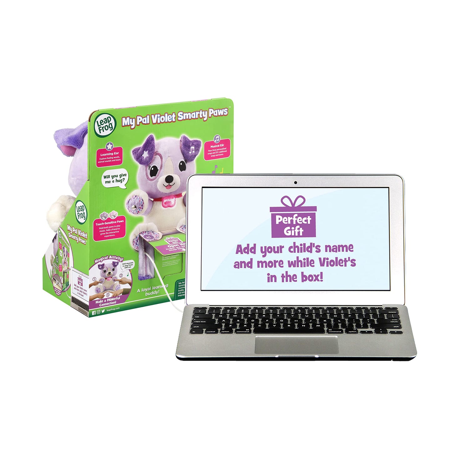 LeapFrog My Pal Violet Smarty Paws, Infant Plush Toy with Personalization, Music and lullabies, Learning Content for Baby to Toddler, English Version LeapFrog