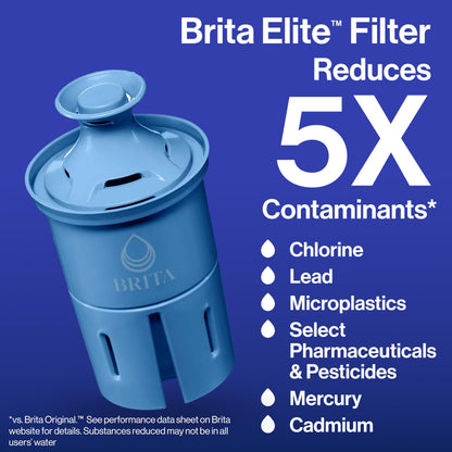 Brita Extra Large 27 Cup Filtered Water Dispenser with 1 Brita Elite Filter, Made Without BPA, UltraMax, Black