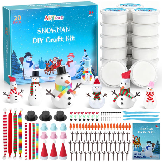 ARTPAR 20 Pk Clay Snowman Kit,Christmas Stocking Stuffers Craft for Kids 🍁 All In One Marketplace Canada