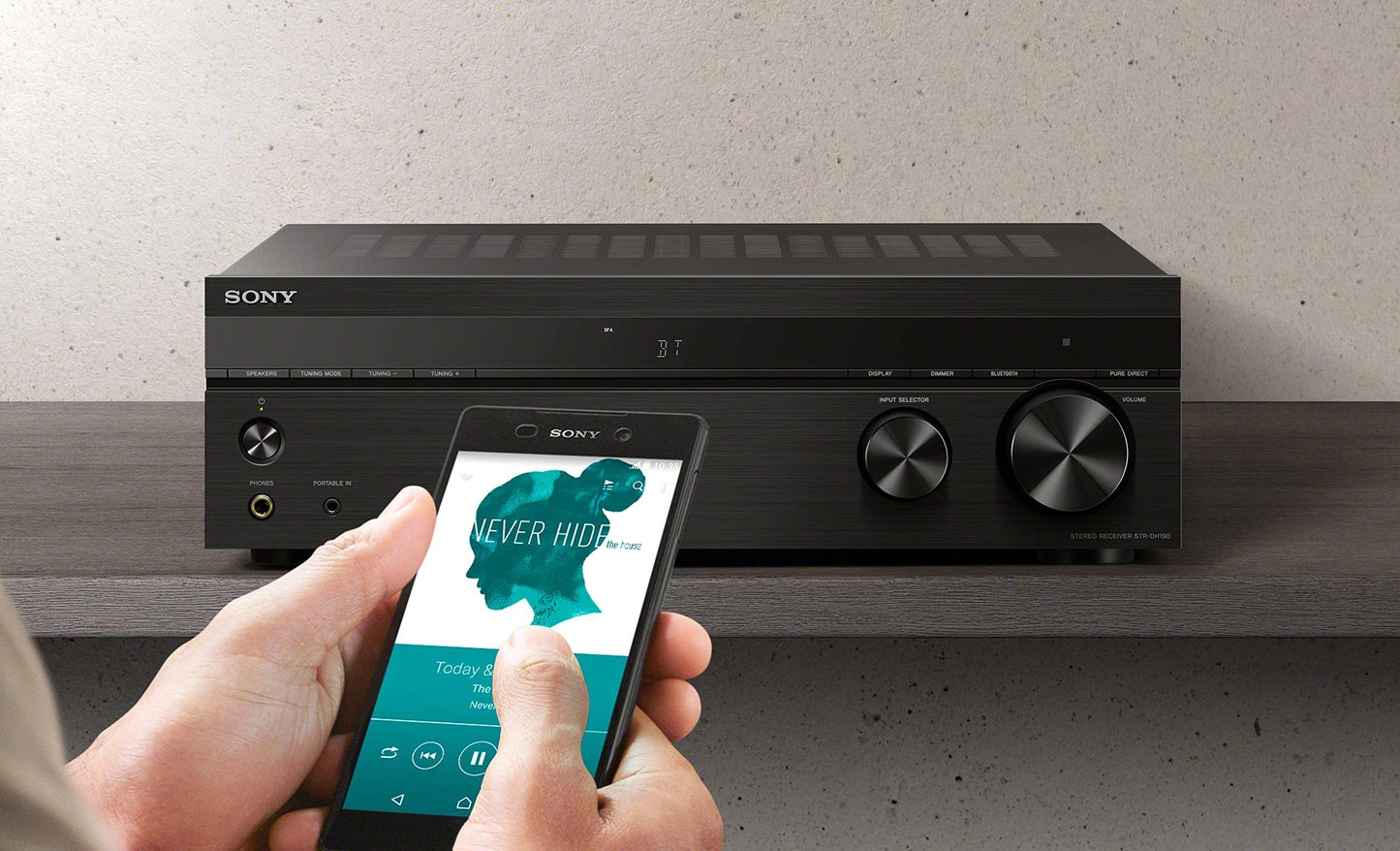 Sony STRDH190 2-ch Stereo Receiver with Phono Inputs and Bluetooth Audio Component, Black Sony