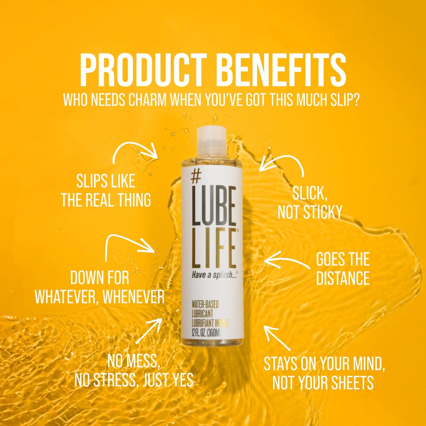 Lube Life Water-Based Personal Lubricant, Lube for Men, Women and Couples, Non-Staining, 12 Fl Oz (360 mL) - Available at All In One Marketplace Canada
