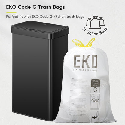 EKO Nova Sensor Trash Can, 21 Gallon/80 Liter Stainless Steel Rectangular Touchless Motion Sensor Trash Can, Matte Black 🍁 All In One Marketplace Canada