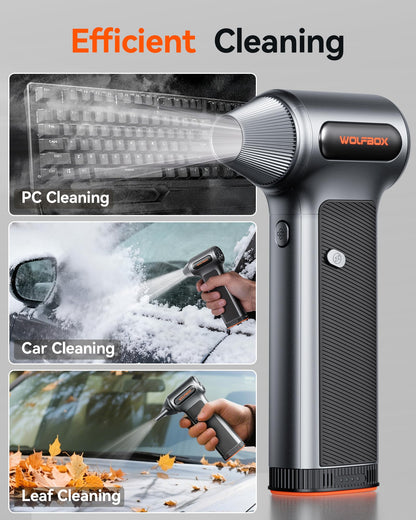 WOLFBOX MF200 Electric Air Duster with Removable Battery & 4 Nozzles, Cordless 3-Speed Adjustable Mini Blower for Computer Keyboard, Car Cleaning, Home, and Outdoor Use - Available at All In One Marketplace Canada