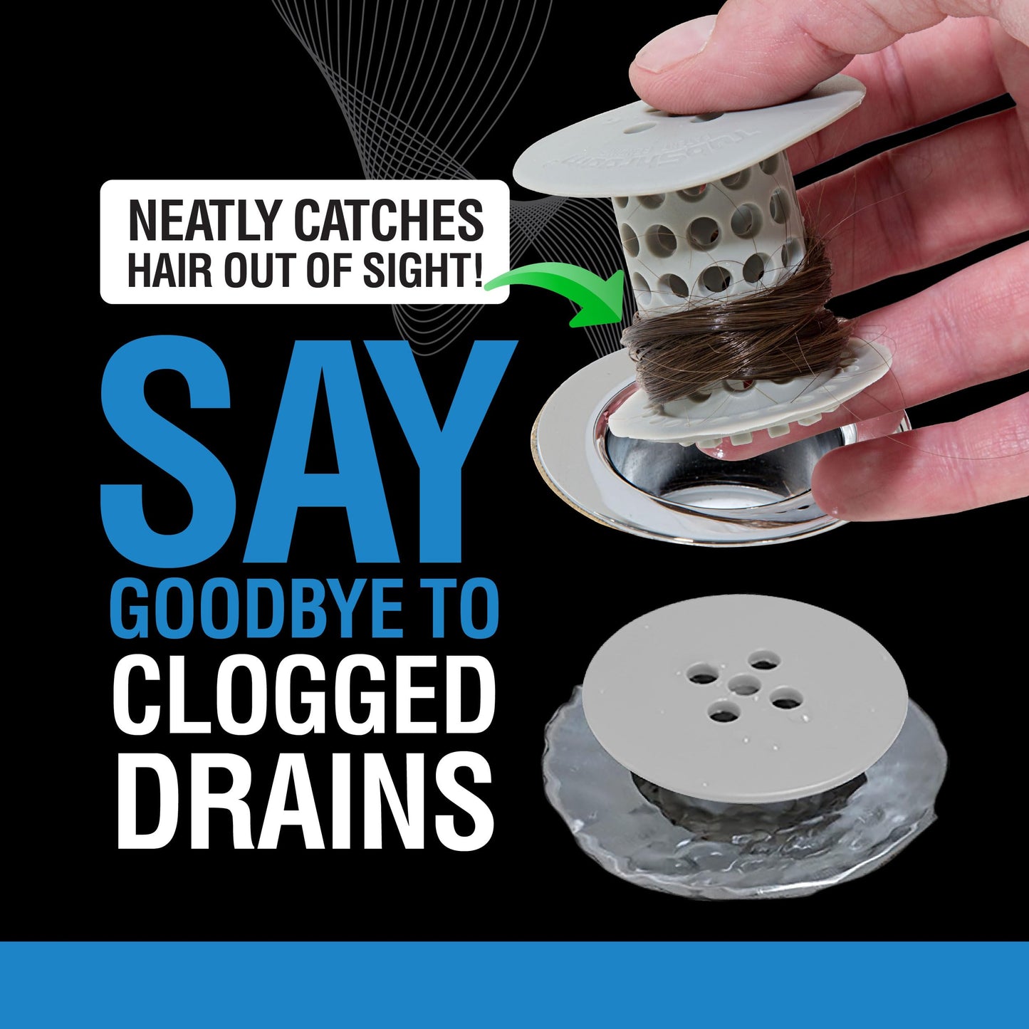 TubShroom Tub Hair Catcher Drain Protector, Fits 1.5 inch-1.75 inch, Gray
