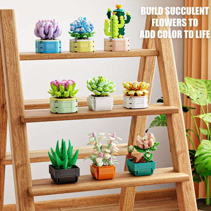 TYCOLE Tiny Flowers Succulents Artificial Plant Set-Creative Botanical Building Block 9 in 1 Toy, Botanical Collection for Office&Home Decor,Christmas Birthday Gift for Adults and Kids 8-12(832 PCS) 🍁 All In One Marketplace Canada