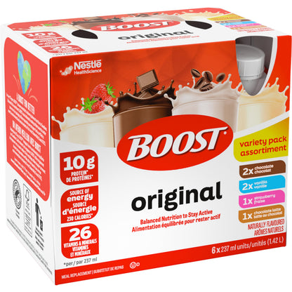 BOOST Original Complete Nutrition Meal Replacement Drink, Variety Pack (6x237ml), Case of 4