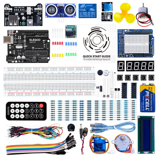 ELEGOO UNO R3 Super Starter Kit Compatible for Arduino- 60+ Components, 24-Lesson Tutorial, STEM Education Kit for Beginners Ages 10+ (Incl. Power Supply & 9V Battery) - Available at All In One Marketplace Canada