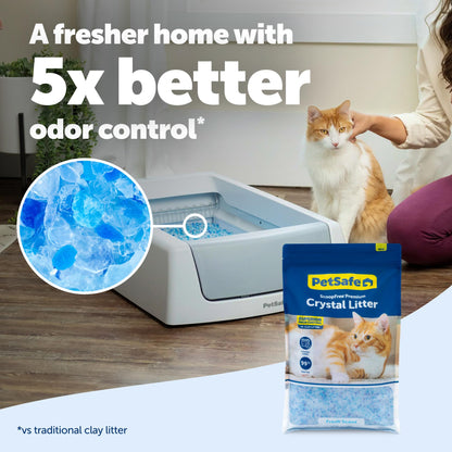 ScoopFree Premium Fresh Scent Crystal Litter, Superior Odor Control, Absorbs 5X Faster, Low Tracking for Less Mess, Lasts up to 2 Months, Lightly Scented (8 lb Bag)