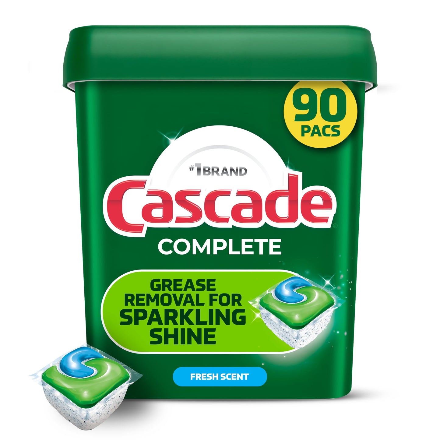 Cascade Complete Dishwasher Detergent Pods, Dish Detergent Soap, Fresh Scent, 90 Count