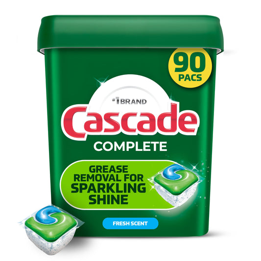 Cascade Complete Dishwasher Detergent Pods, Dish Detergent Soap, Fresh Scent, 90 Count