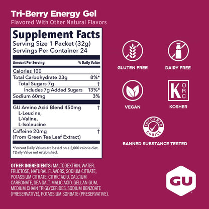 GU ENERGY Original Sports Nutrition Energy Gel, Tri Berry, 24-Count 🍁 All In One Marketplace Canada