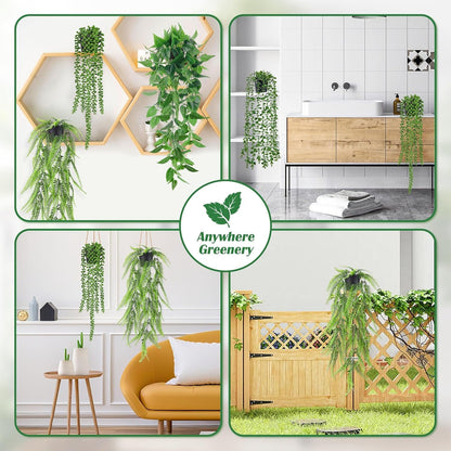 Der Rose 4Pcs Fake Plants, Artificial Plants Fake Hanging Plants for Boho Home Bathroom Bedroom Living Room Office Wall Shelf Decor Indoor Outdoor - Available at All In One Marketplace Canada