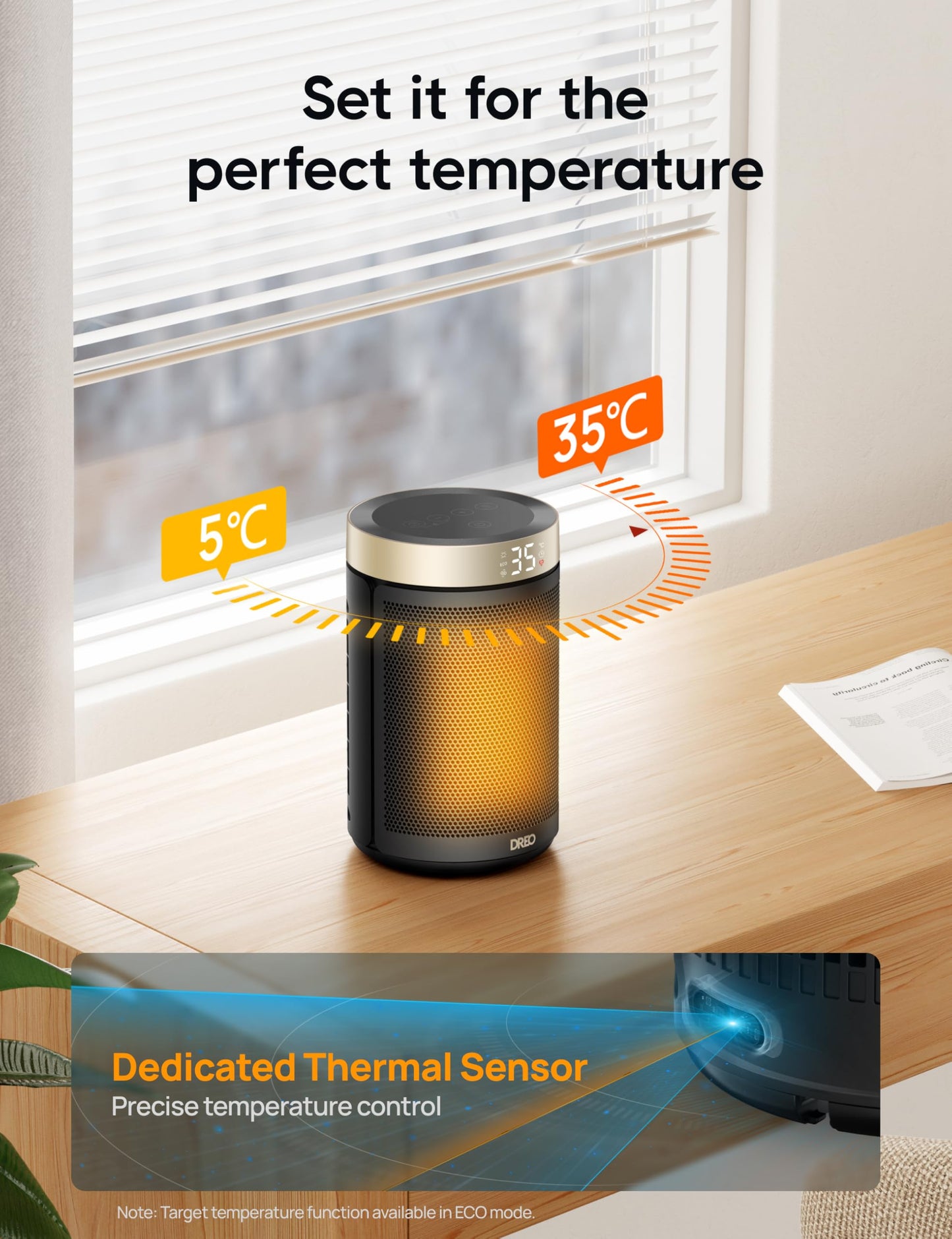 DREO Space Heater for Indoor Use, 1500W PTC Ceramic Safety Heater with Thermostat for Bedroom Home Office, Portable Electric Heaters with Remote, 3 Modes, Overheat & Tip Over Protection, 12H Timer - Available at All In One Marketplace Canada