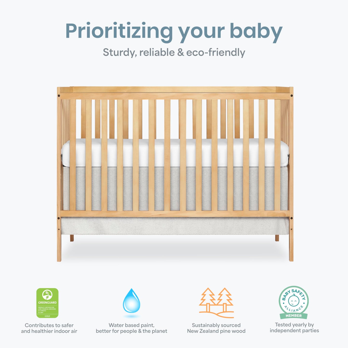 Dream On Me Synergy 5-in-1 Convertible Crib in Natural, Greenguard Gold Certified, BSA Certified, 3 Mattress Height Settings, Classic Nursery Furniture 🍁 All In One Marketplace Canada