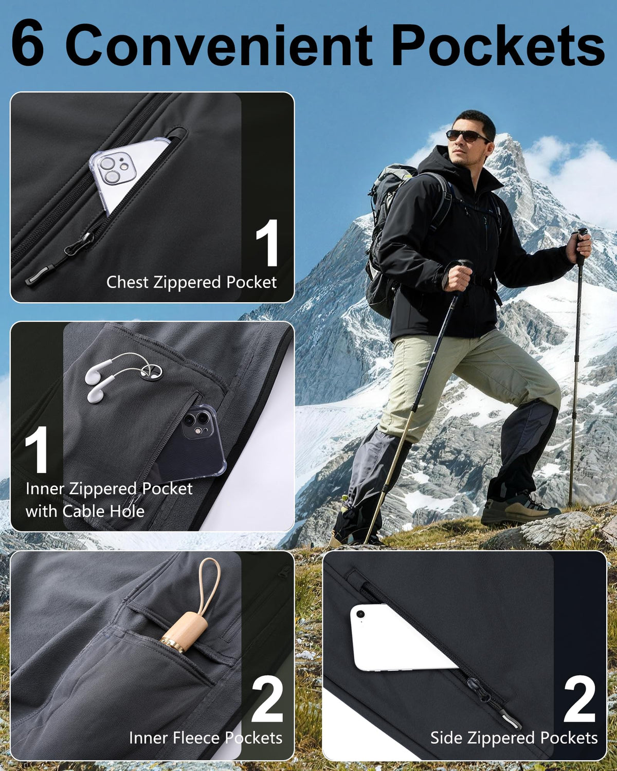 Outdoor Ventures Men's Softshell Jacket Waterproof Fleece Rain Shell Coat 🍁 All In One Marketplace Canada