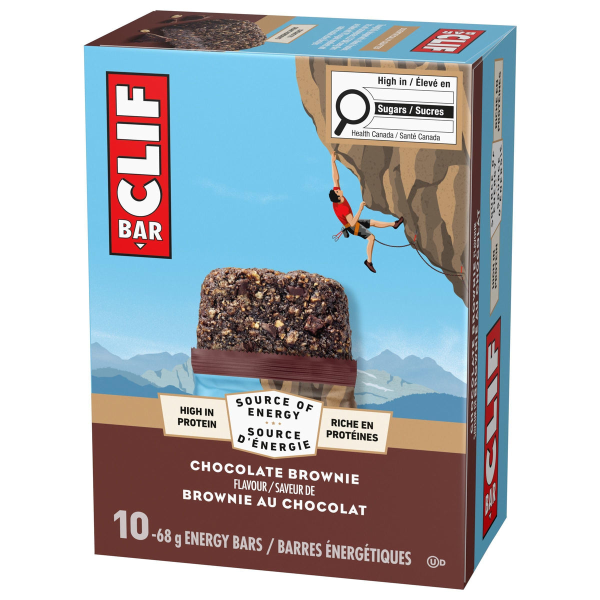 Clif Bar, Energy Bars, Chocolate Brownie, High Protein, 680 g (Pack of 10)