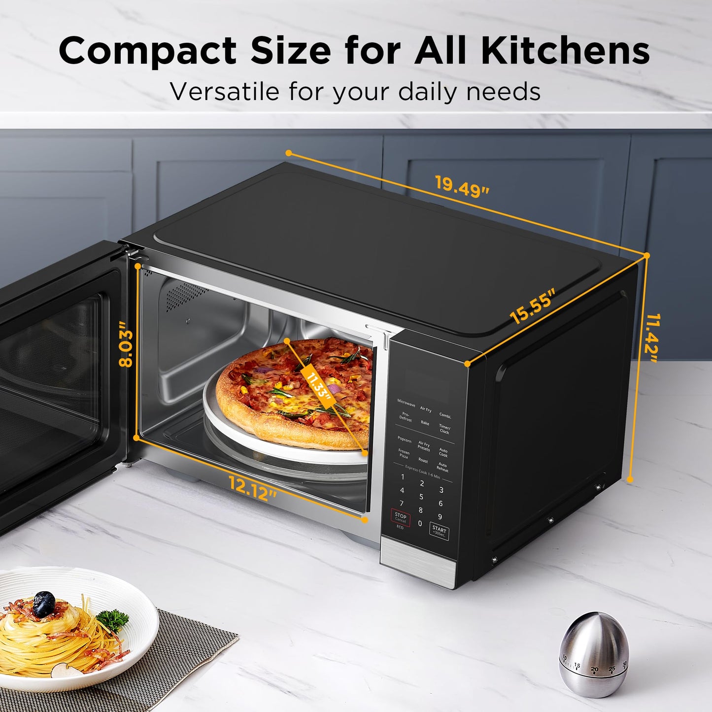 BLACK+DECKER 0.9 Cu.ft Microwave Oven Air Fryer Combo, 900W 5-in-1 BLACK+DECKER