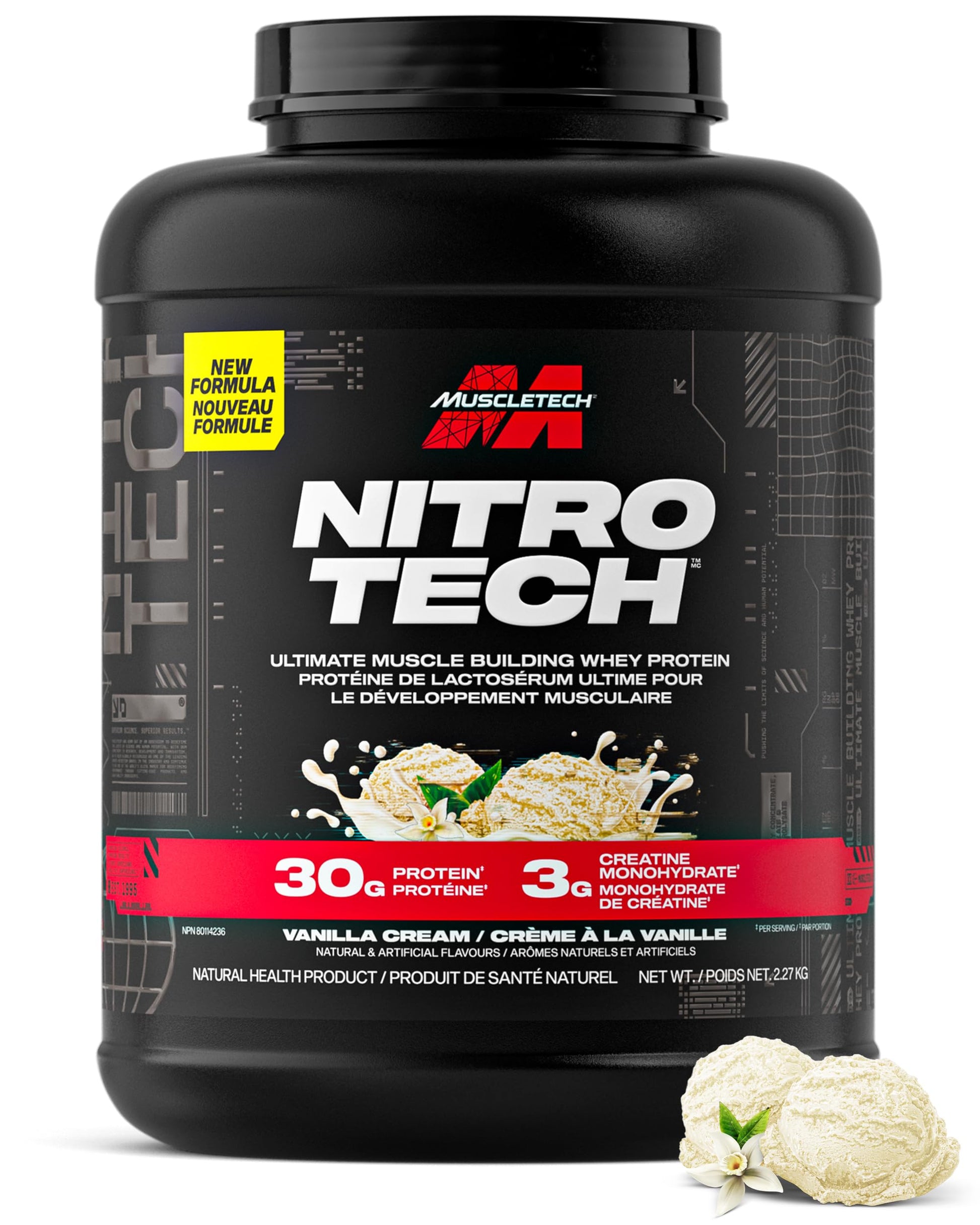 MuscleTech Nitro-Tech Ultimate Muscle Building Whey Protein Powder - Vanilla Cream, 5 lb