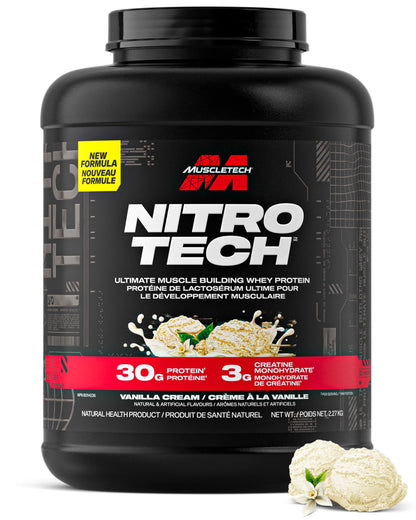 MuscleTech Nitro-Tech Ultimate Muscle Building Whey Protein Powder - Vanilla Cream, 5 lb