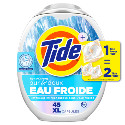 Tide PODS Free and Gentle Coldwater Laundry Detergent Pacs, 45 Count, Hypoallergenic Laundry Detergent Pacs Tide