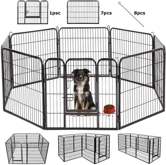 BestPet Heavy Duty Pet Playpen Dog 24" 32" 40" 8 Panels 16 Panels Exercise Pen Cat Fence, Puppy Exercise Dog Fence, Indoor Outdoor 32 inches Wide Dog Playpen (8 Panels, 40 inch)