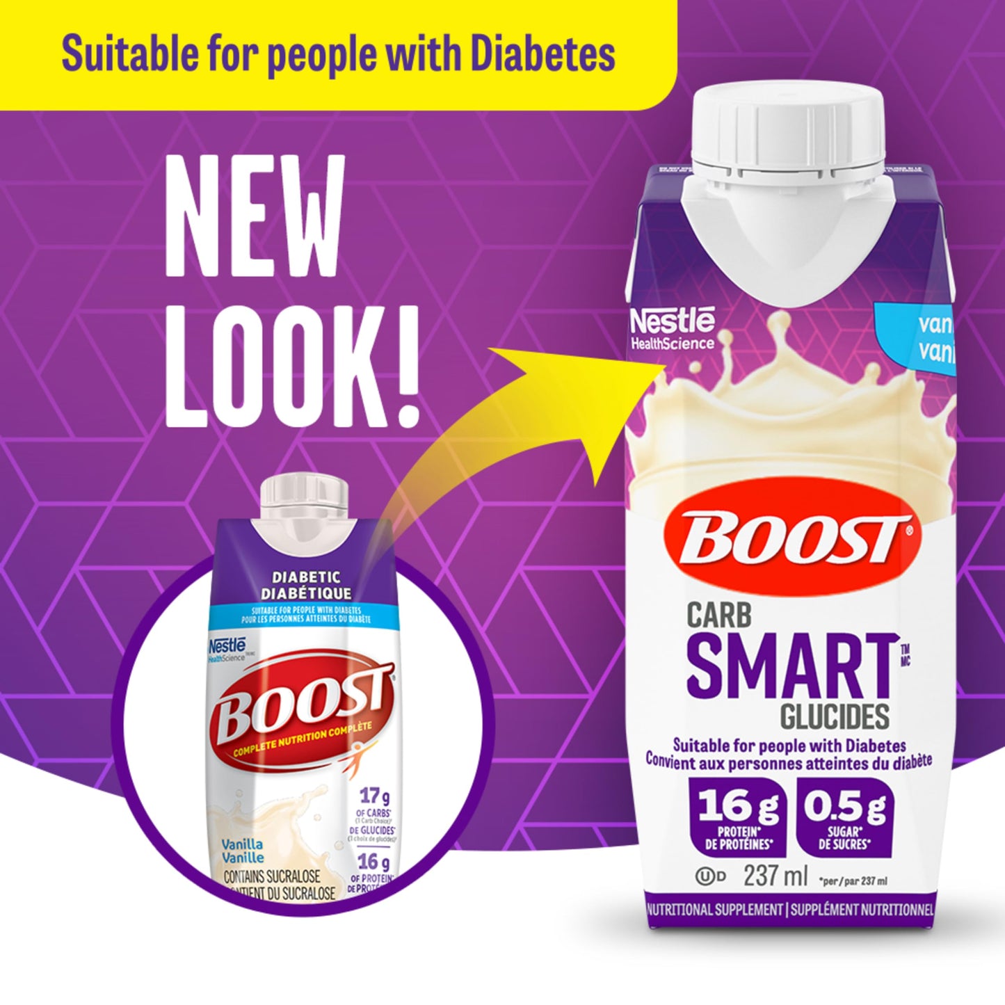BOOST CarbSmart Vanilla, High Protein, Low Sugar, 24 Vitamins & Minerals, Nutritional Supplement, 16g Protein, 0.5g Sugar, Kosher, Gluten-free, Suitable For Diabetics, 24 Bottles, 6 kg Boost