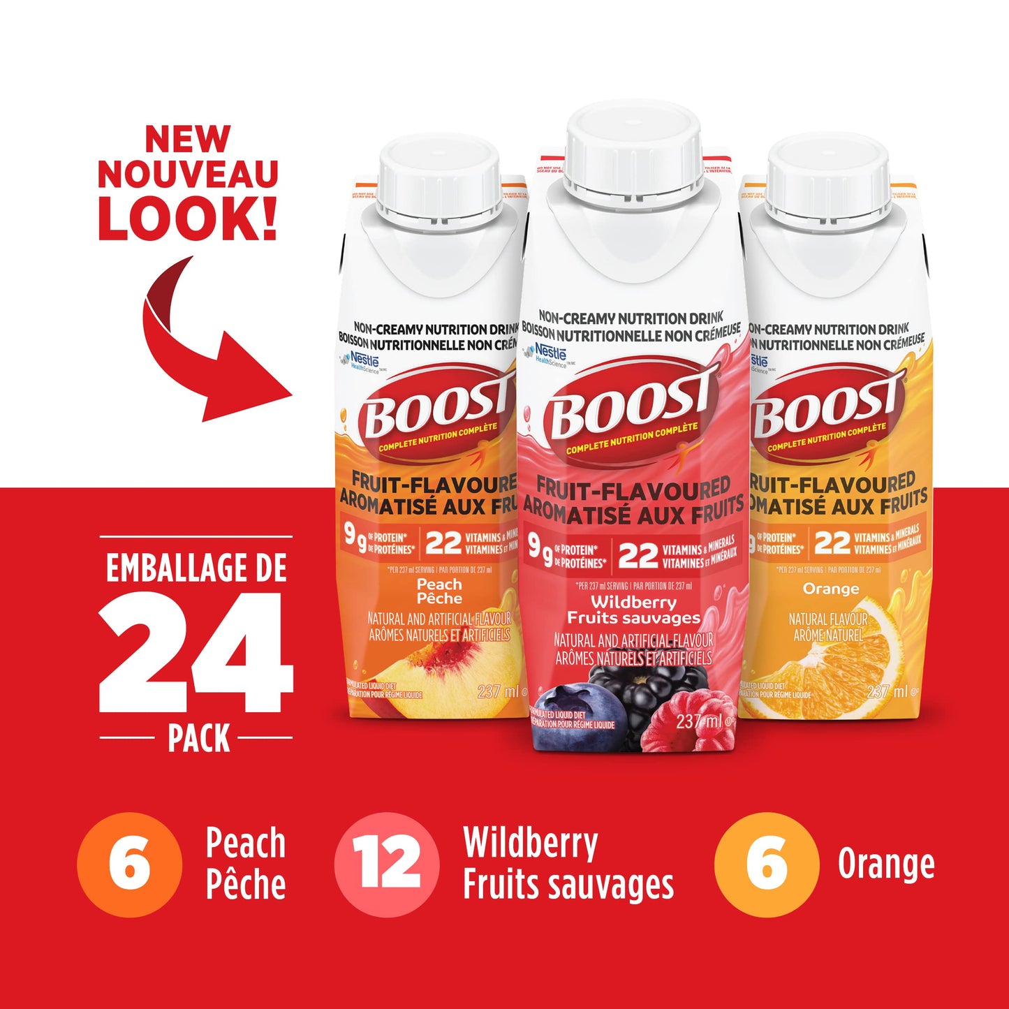 Boost Fruit Flavoured Drink Variety Pack, 237ml, 24 count - Available at All In One Marketplace Canada