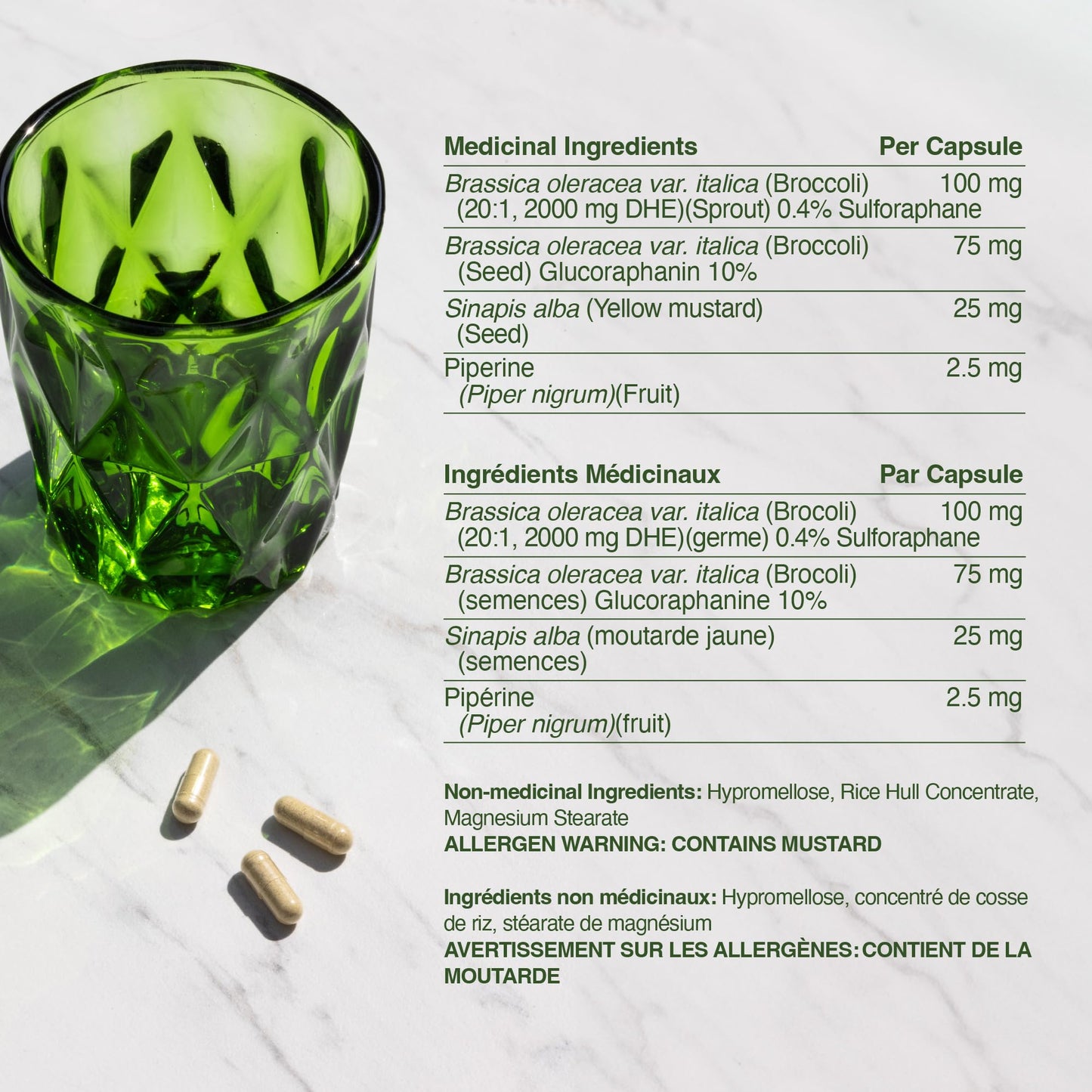 Sulforaphane Supplement from Broccoli Sprouts | 405mg Complex | NRF2 Activation With Glucoraphanin, Broccoli Seed Extract, & Mustard Seed | Supports Cellular Health with Antioxidants | 60 Capsules - Available at All In One Marketplace Canada