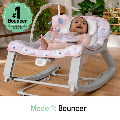 Ingenuity Keep Cozy 3-in-1 Grow with Me Vibrating Baby Bouncer Seat & Infant to Toddler Rocker, Vibrations & Toy Bar, 0-30 Months Up to 40 lbs (Pink Burst) 🍁 All In One Marketplace Canada