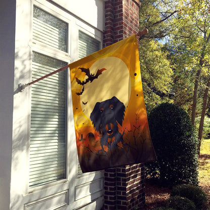 Drapeau de maison en toile Caroline's Treasures BB4393CHF, motif teckel à poil dur Halloween, noir et feu, grande taille, multicolore