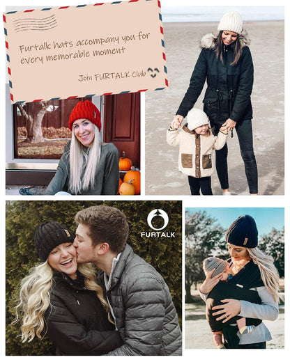 FURTALK Knit Beanie Hats for Women Men Double Layer Fleece Lined Chunky Winter Hat Beige 🍁 All In One Marketplace Canada