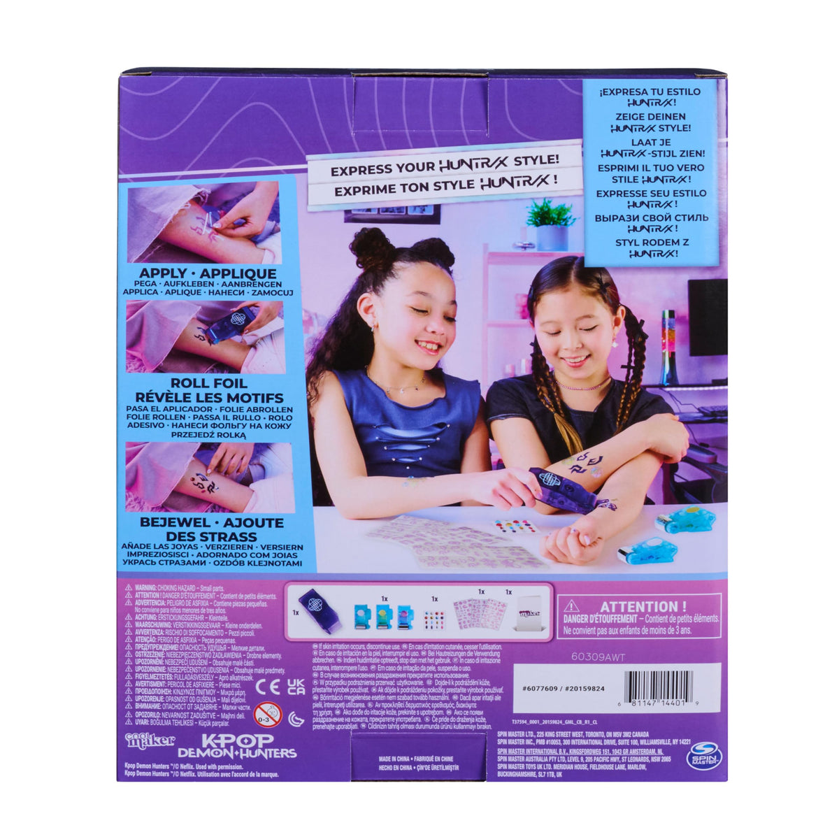 Cool Maker KPop Demon Hunters HUNTR/X Shimmer Foil Tattoos, Ages 7+