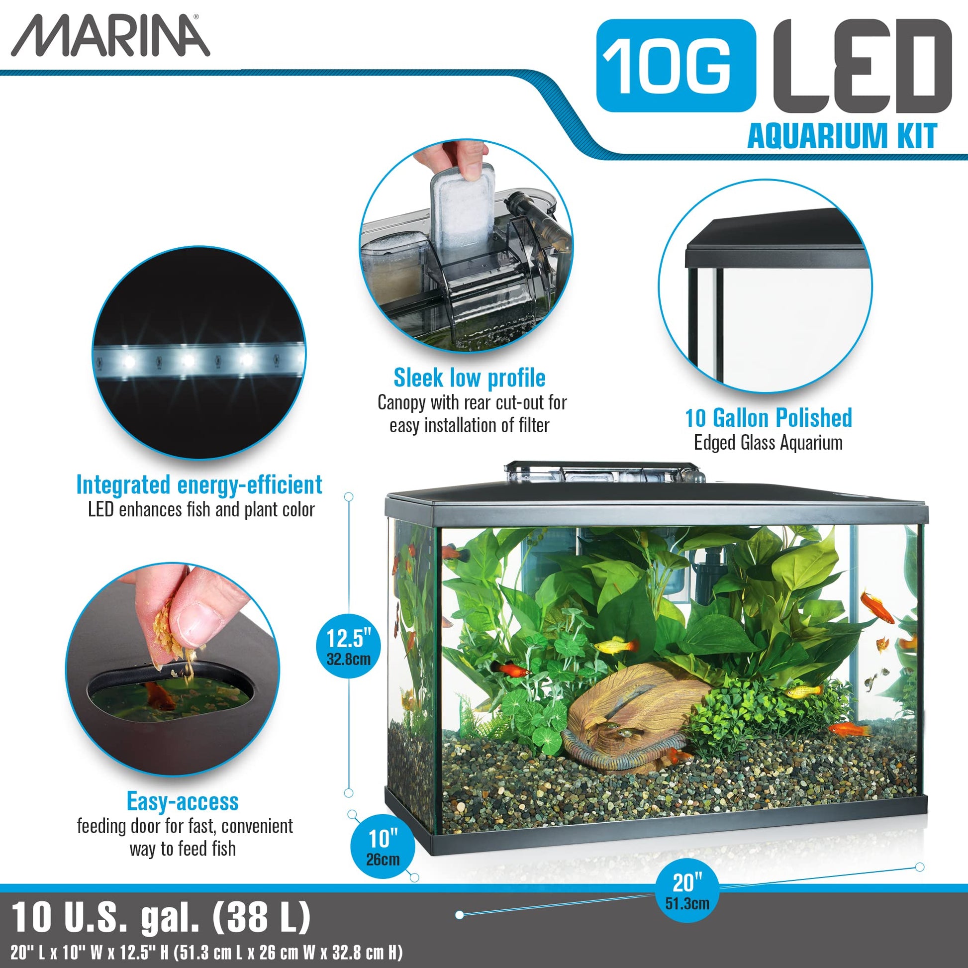 Marina LED Aquarium Kit, 10 Gallon, (15256A1) 🍁 All In One Marketplace Canada Marina