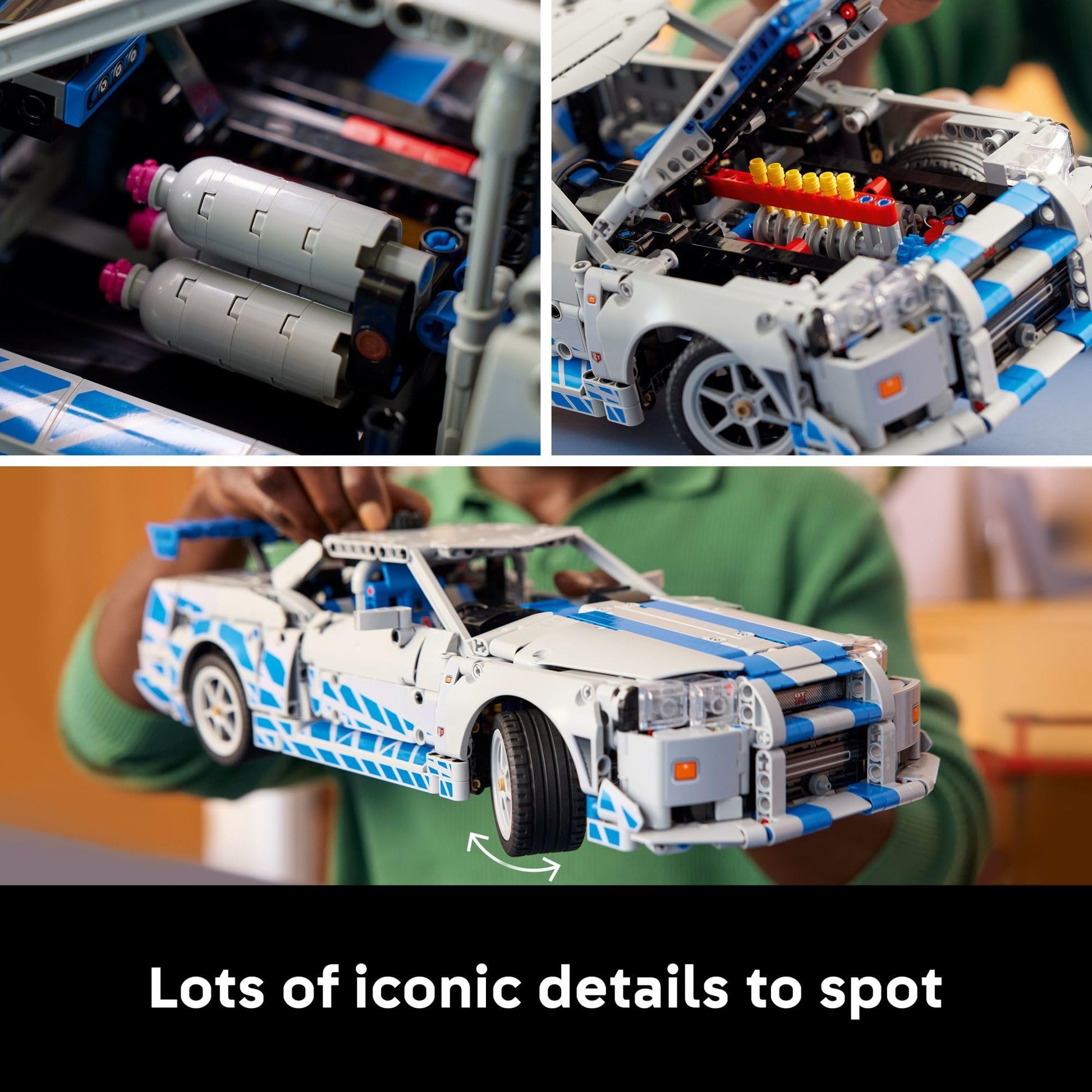 LEGO Technic 2 Fast 2 Furious Nissan Skyline GT-R (R34) Car - DIY Kit and Building Set for Adults - Collectible Model Street Racer with Drift Function - Gift for Car Enthusiasts and Movie Fans - 42210 LEGO