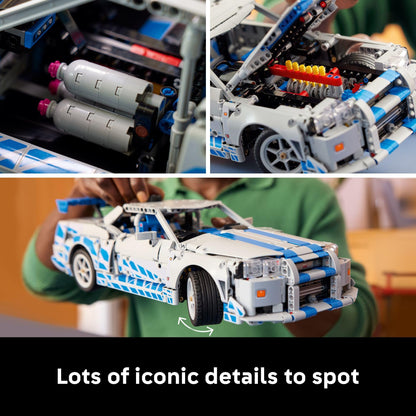 LEGO Technic 2 Fast 2 Furious Nissan Skyline GT-R (R34) Car - DIY Kit and Building Set for Adults - Collectible Model Street Racer with Drift Function - Gift for Car Enthusiasts and Movie Fans - 42210 LEGO