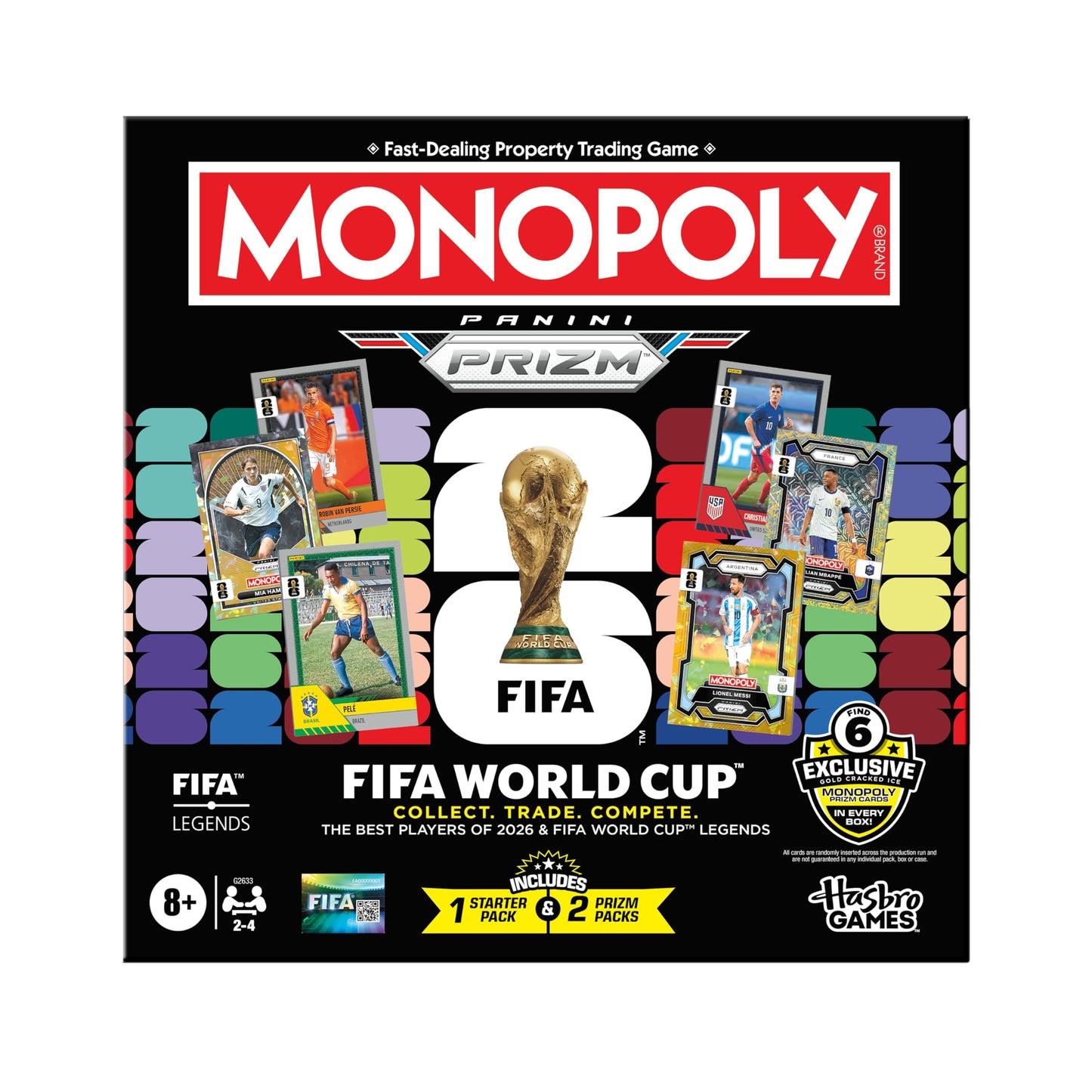 Monopoly Panini Prizm: FIFA World Cup Game I Soccer Board Game with Monopoly Panini Prizm FIFA World Cup 2026 Trading Cards I Ages 8+ (English Version) Monopoly