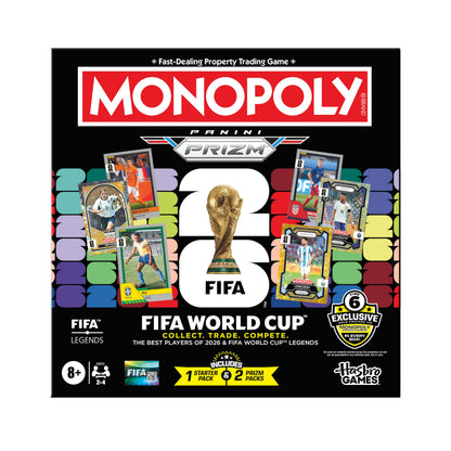 Monopoly Panini Prizm: FIFA World Cup Game I Soccer Board Game with Monopoly Panini Prizm FIFA World Cup 2026 Trading Cards I Ages 8+ (English Version) Monopoly