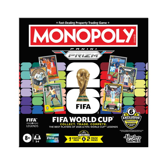 Monopoly Panini Prizm: FIFA World Cup Game I Soccer Board Game with Monopoly Panini Prizm FIFA World Cup 2026 Trading Cards I Ages 8+ (English Version) Monopoly