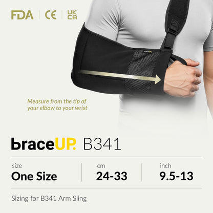 BraceUP Arm Sling for Shoulder Injury - Rotator Cuff Torn, Wrist and Elbow Surgery with Adjustable Padded Arm Support Strap - Available at All In One Marketplace Canada