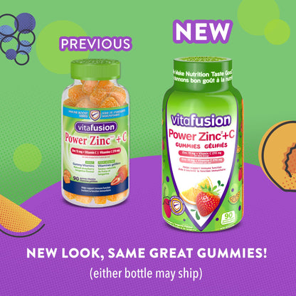 Vitafusion Power Zinc + C Gummy Vitamins - Helps Support Immune Function, Antioxidants, Healthy Hair, Skin, and Nails, One Month Supply - 90 Count Vitafusion store