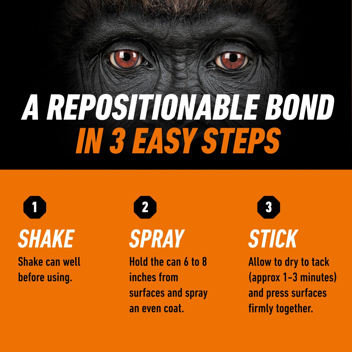Gorilla Ultimate Multi Surface Spray Adhesive, Heavy Duty Bond, 345g