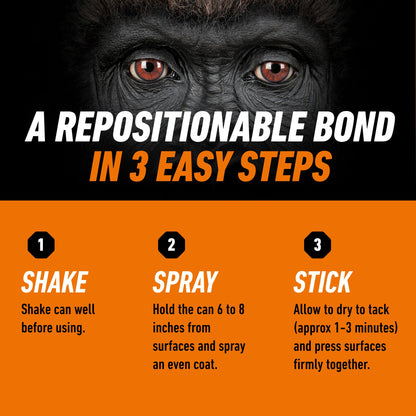 Gorilla Ultimate Multi Surface Spray Adhesive, Heavy Duty Bond, 345g