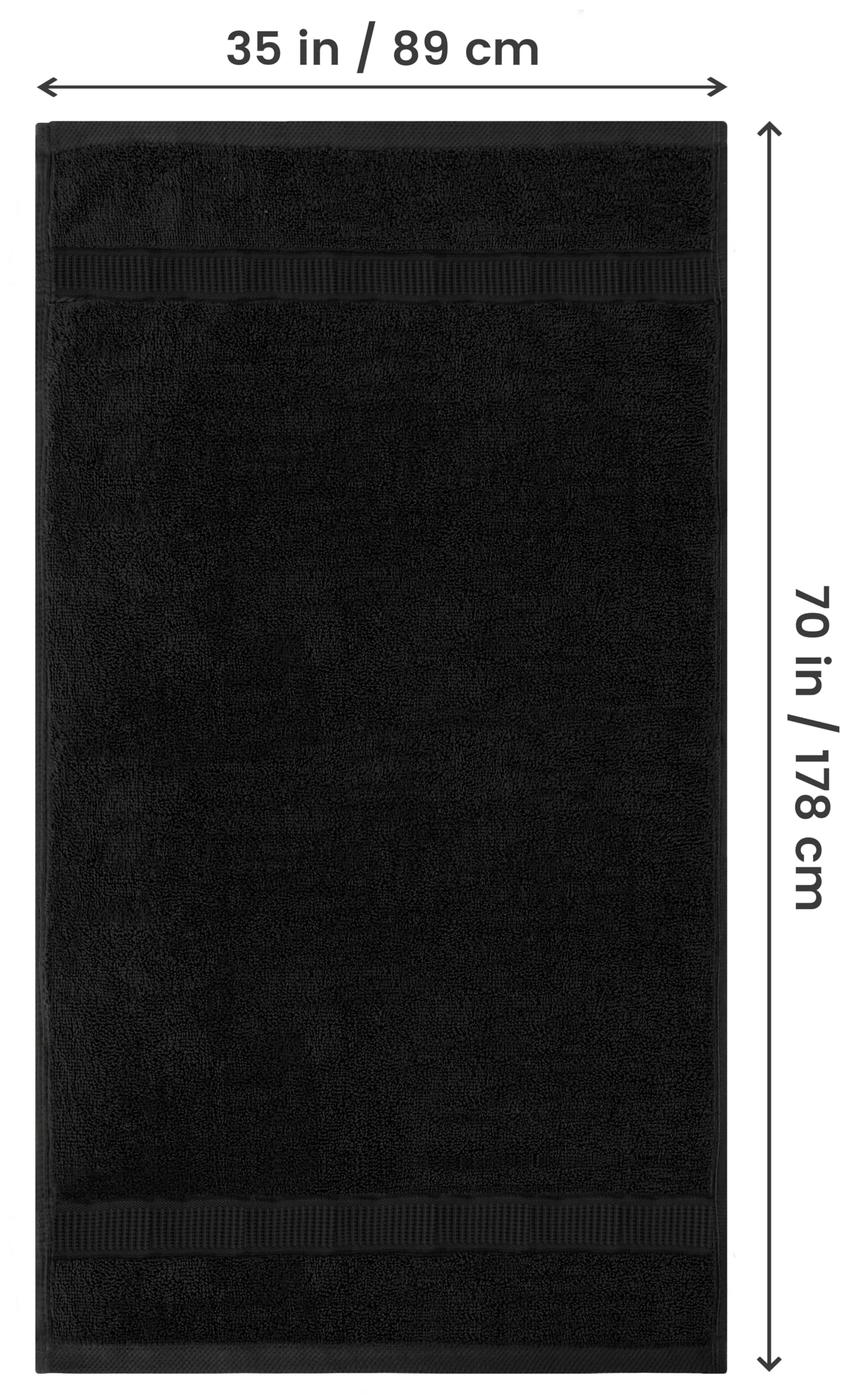 Utopia Towels Luxurious Jumbo Bath Sheet, 35 by 70 Inches, 600 GSM 100% Ring Spun Cotton, Highly Absorbent and Quick Dry Extra Large Bath Towel, Super Soft, Black, 2 Pack