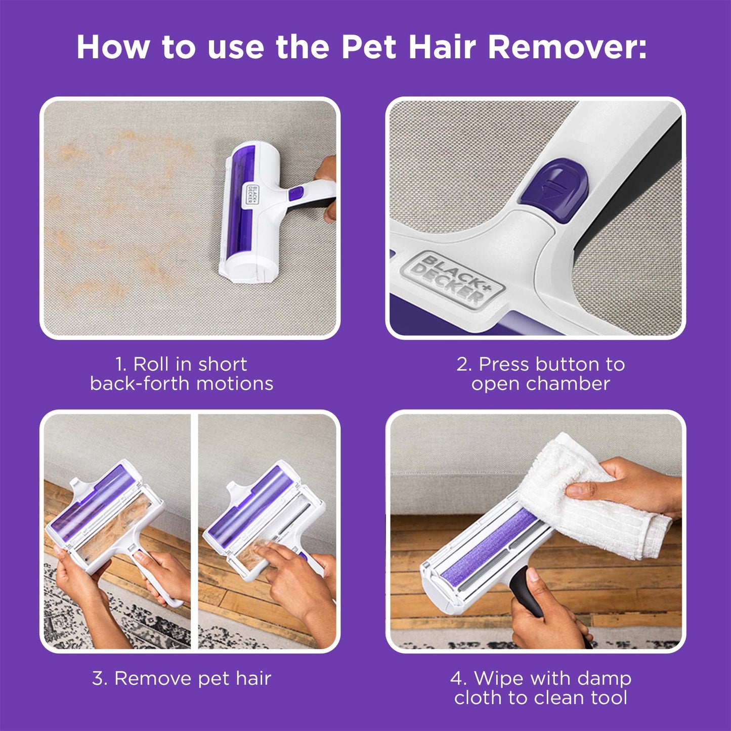 BLACK+DECKER Pet Hair Remover, Roller, Remove Dog Hair and Cat Hair Easily (HMSCT0001) - Available at All In One Marketplace Canada