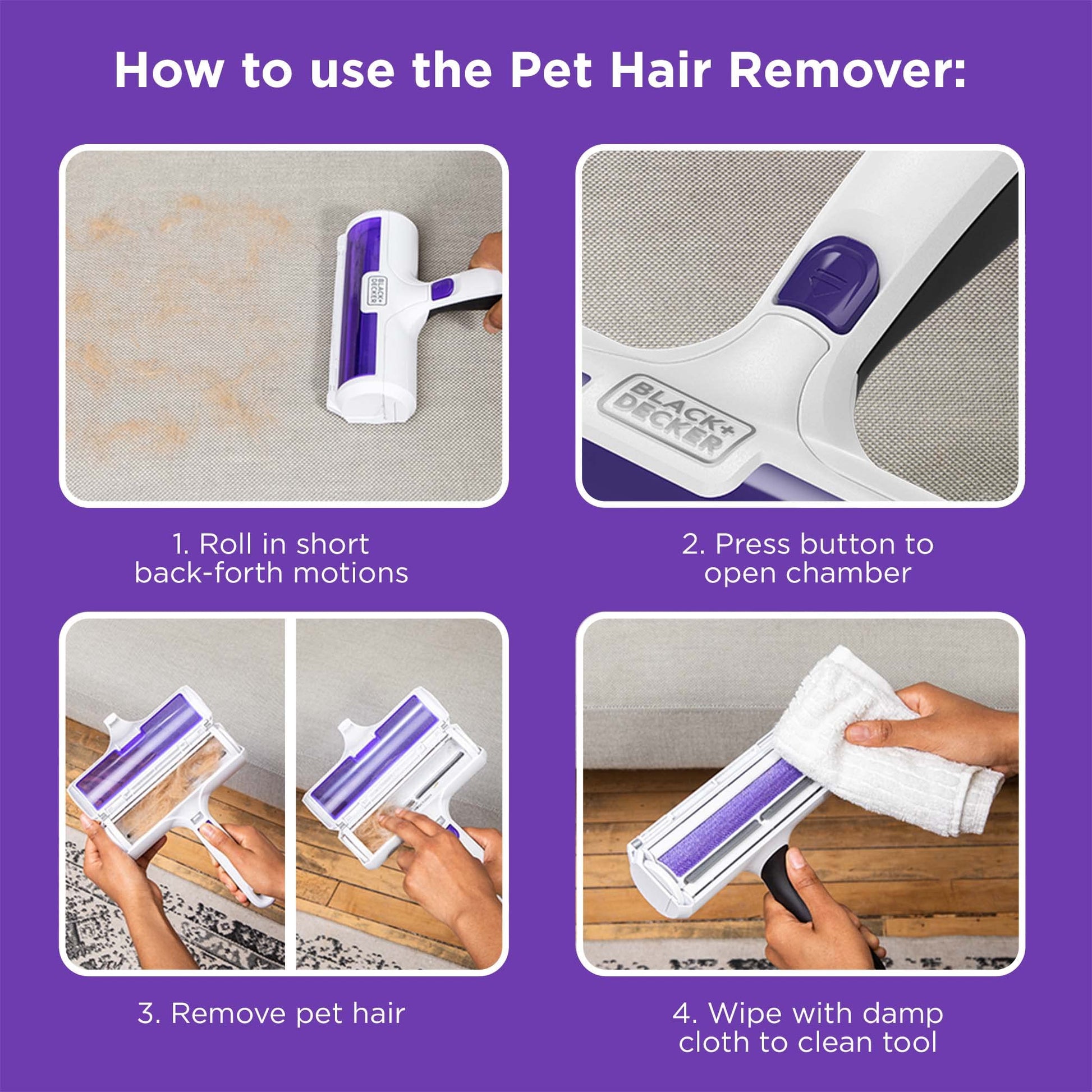 BLACK+DECKER Pet Hair Remover, Roller, Remove Dog Hair and Cat Hair Easily (HMSCT0001) - Available at All In One Marketplace Canada