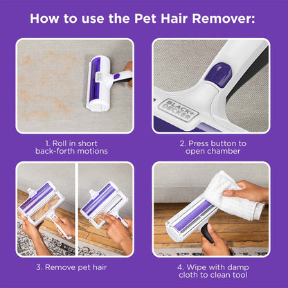 BLACK+DECKER Pet Hair Remover, Roller, Remove Dog Hair and Cat Hair Easily (HMSCT0001) - Available at All In One Marketplace Canada