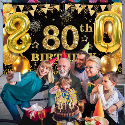 YeohJoy 80th Birthday Decorations for Men Women Black Gold 🍁 All In One Marketplace Canada